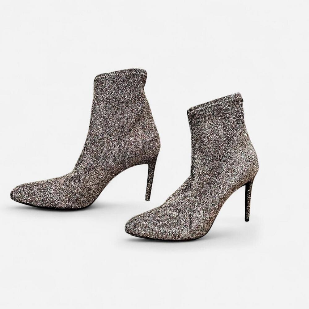 8.5 Giuseppe Zanotti Silver Glitter Ankle boots Bimba  Italian leather sock glam